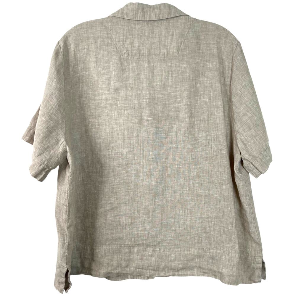 Quince Womens 100% Linen Classic Neutral Tan Button Down Shirt Minimalist Size L - Picture 3 of 14